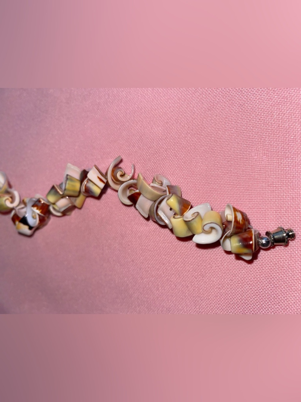 Genuine Seashell Bracelet Brown White Green Hawaii Island Mermaid Curly Conch - Picture 3 of 5